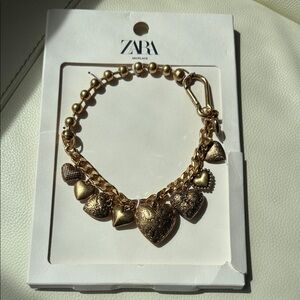 Zara‎ Gold Heart Charm Bracelet